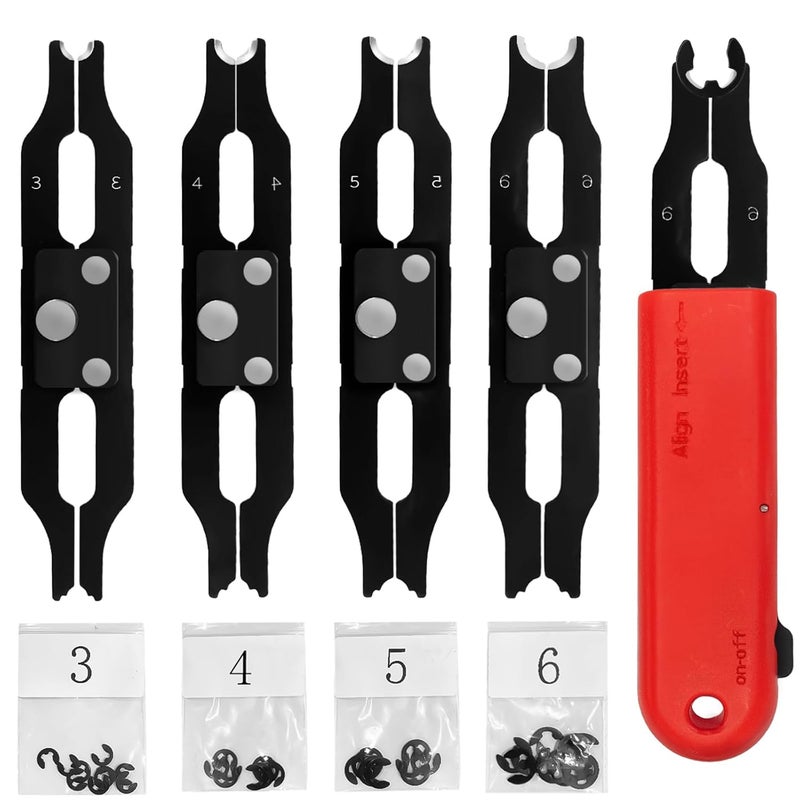 Sopnom E Clip Tool, E Clips Removal and Installation Assortment Kit Tool Set, Exchangeable 4 Sizes (3/4/5/6mm) Clip Rings Kit & 40Pcs E Clips - Image 1